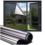 Coavas One Way Window Film Window Tint Reflective Mirror Window Films for Privacy Daytime Privacy Sun Blocking Heat Control Anti UV Non-Adhesive Static Cling for Home(17.5 x 78.7 Inch, Silver Black)