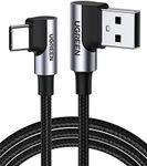 UGREEN USB to USB C Cable 90 Degree USB C Fast Charging Cord Compatible with iPhone 16/16 Plus/16 Pro/16 Pro Max/15/Samsung Galaxy S10/S10+/Pixel 7/6a/LG G8/G7/Pixel/Switch, etc, 1.6FT