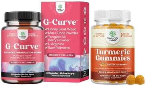 Bundle of G-Curve Butt and Breast Growth Capsules - Horny Goat Weed Muira Puama & Maca Root and Turmeric Gummies - Immune Support Gummies with Turmeric Curcumin, Black Pepper Extract and Ginger