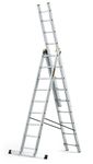 DRABEST PRO SERIES Aluminium Ladder - Multipurpose Ladder - Industrial Ladder - 3 x 9 steps - Stable 3-part Ladder - Working height 6,32 m - Load capacity 150 kg incl. bucket hooks