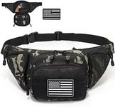 Vdones Tactical Fanny Pack Gun Holster Concealed Carry Pistol Military Tactical Waist Bag Waterproof Molle EDC Pouch with USA Flag Patch