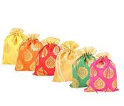 WS Wrap Shap Paan Patta Potli Batwa Bag Bridal Purse Women handbag Shagun Pouch Return Gifts (Set of 12, Multicolor)