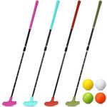 Hiboom 4 Pack Golf Putters for Men and Women Two Way Mini Golf Putter with 4 Golf Balls Adjustable Length Kids Putter Bulk for Right or Left Handed Golfers for Children Teenager Junior (Classic Color)