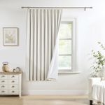 Pinch Pleated Blackout Curtain Panels with Full Blackout Liner Linen Blend Thermal Insulated Window Treatment Sets with Back Tab for Living Room Bedroom Drape with 12 Hooks, 60"x72"x1, Natural