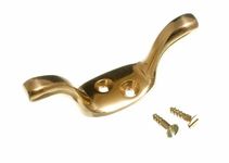 CLEAT HOOK CURTAIN BLIND TIE BACK SOLID BRASS 63MM WITH SCREWS ( pack 2 )