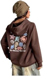 Floerns Women's Letter Graphic Print Long Sleeve Drawstring Hoodie Sweatshirt Brown Animal X-Large