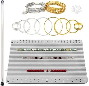 hobbyworker The 0.6mm Memory Wire Jewelry Beading Wire with Bead Board for Jewelry Crafts Making Supplies Necklace Bracelet Earring DIY（Silver,Gold）