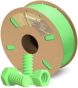 DURAMIC 3D PLA Filament 1.75mm Light Green 1kg Spool, Jam-Free High Stifness 3D Printing Filament with Cardboard Spool, No-Tangling No-Clogging Dimensional Accuracy 99% +/- 0.03 mm