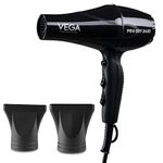 VEGA PROFESSIONAL Pro Dry 2200-2400 Watts Hair Dryer For Salon Professionals And Styling At Home|Cool Shot Button And 3 Heat & 2 Speed Settings, Black, (Vpmhd-03)