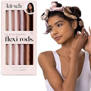 Kitsch Satin Heatless Curling Rod - Heatless Hair Curler for Overnight Curls, Soft Hair Curlers to Sleep In, Heatless Curlers for Women, No Heat Curls for Short Hair & Long Hair, 6pcs - Rosewood
