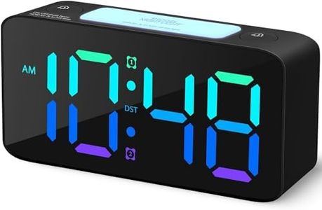 Digital Alarm Clock, RGB Digital Clock with 7 Color NightLight, Portable Alarm Clock Digital, Snooze Time, Adjustable Volume, USB Charger (Black+Rgb)