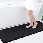 OLANLY Memory Foam Soft Bath Mats Non-Slip Absorbent Bathroom Rugs Rubber Back Runner Mat for Kitchen Bathroom Floors 24" x 47", Black