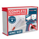 WRAPPYBAG Bed Bugs Mattress Protector - Mattress Cover - Zipped Mattress Protector - Waterproof - Cotton Surface - King Size