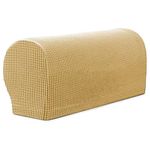 NEKOSUKI Arm Rest Covers Set, Set of 2 Stretch Armchair Covers for Arms, Spandex Polyester Sofa Arm Caps Non Slip Armrest Covers for Chairs Furniture Protector (Beige)