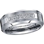 BESTTOHAVE Luxury Affordable Mens Tungsten Carbide Wedding Engagement Band Ring With Created Diamonds CZ V