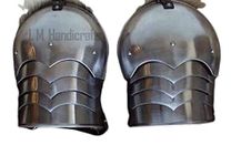 L M Handicrafts Medieval Gothic Pauldrons Metal Shoulder Hand Crafted Authentic Armour Spartan Roman Troy Sugarloaf Burgonet