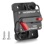 RED WOLF Waterproof 100Amp Circuit Breaker for Boat Trolling Motor Marine ATV Vehicles Stereo Audio Electronic Battery System Inline Fuse with Manual Reset Switch 12V-48V DC