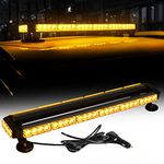 54 LED 29.5 Inch Car LED Strobe Light Warning Emergency Hazard 26 Flashing Modes Flashing Lighting Bar Beacon Double Side with Magnetic Base for Safety Construction Vehicles Tow Trucks (Amber)