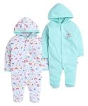 Hood Rompers/Sleepsuits/Jumpsuit/Night Suits for Baby Boys & Girls, Infants, New Borns pack Of 2 Pec (Green) (9-12 Months)