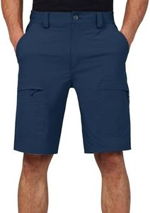 FREEKITE Men's Hiking Cargo Shorts Lightweight Water Resistant Tactical Quick Dry Shorts for Men Travel Work Casual with 6 Pockets(Navy Blue 32W/10L)
