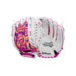 Wilson 2024 A440™ Flash™ 12” Youth Outfield Fastpitch Softball Glove - Right Hand Throw, White/Pink/Tie Dye