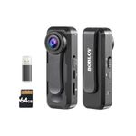 BOBLOV W1 64GB True 1080P Small Body Camera, Personal Pocket Video Camera with Audio Loop Recording Time Stamps External Memory Up to 128GTwo Clips and Easy to Operation (64GB)