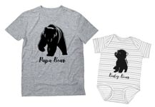 Tstars Papa Bear Dad and Baby Matching Outfits Fathers Day Father & Son Daughter Shirts Dad Gray X-Large/Baby Gray/White 6M (3-6M)