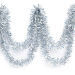 Anderson's Iridescent Shimmer/Glitter Sparkle Garland, Silver - 4 inches Wide x 25 feet Long, Parade Float Decorations for Trailer Or Golf Cart, Christmas Garland Décor for Home and Party