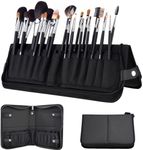 LYF5STAR Portable Cosmetic Brush Storage with Waistbelt, Secure Zipper, Makeup Brush Holder Pouch, Makeup Brush Organizer Case Foldable Stand with Belt - Black Color - Pack of 1