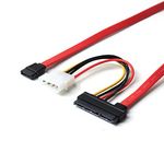 CABLESETC SATA 22pin 7+15pin Female to SATA Female Cable w/Molex IDE 4Pin Power 30cm,Multi-colored