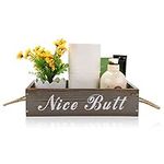 Nice Butt Bathroom Decor Box, Toilet Paper Holder, Farmhouse Handmade Wooden, Funny Bathroom Organizer, Rustic Home Decor Box for Kitchen, Table and Counter (Dark Grey)