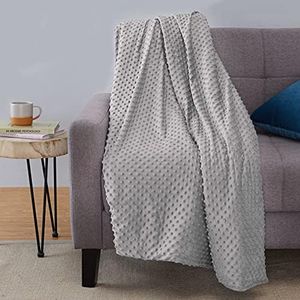 Amazon Basics Weighted Blanket with Minky Duvet Cover - 5.44kg, 1.22m x 1.83m, Dark Grey/Grey