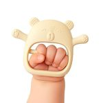 Nubokind Wrist-Fit Elephant Sensory Teething Toy for Babies 3-12 Months | Food-Grade Silicone No-Drop Teether | BPA-Free Activity Toy for 3-6 Months & 6-12 Months | Soft Infant Chew Toy (Beige)