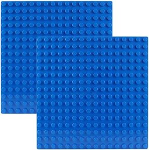 BOROLA Classic 10" x 10" Base Block Plate Compatible with All Major Brands Duplo-Style Bricks (Only with Bigger Size Blocks) 2Pcs, Blue