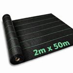 ANSIO Weed Membrane 2Mx50M Roll Heavy Duty Weed Control Fabric,Ground cover Membrane, UV stabilised Weed Barrier Fabric. Ideal for use in Patios, Garden, Flower beds, Landscaping - weed suppressant