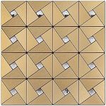 SMEF Sheet Peel and Stick Backsplash Metal Mosaic Tiles for Kitchen Wall Decor, Stick Composite Tiles Stikers, Copper Windmill Puzzle Glass Mixed (Golden, 6)