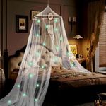 Daksha White Princess Bed Canopy for Girls with Glowing Dots, Ceiling Tent for Kids, Fits Twin, Full, and Queen Size Beds, Suitable for Indoor Room Decor and Outdoor Use