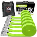 Cartman Lashing Straps up to 600lbs, 6pk in Carry Bag, Green Color