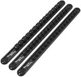 Precision Defined Aluminum Tool Socket Holder 3-Piece Set | Black, 1/4-Inch x 16 Clips, 3/8-Inch x 16 Clips, 1/2-Inch x 14 Clips Socket Organiser|Heavy Duty Socket Rails Organizer - Socket Tray