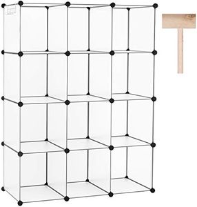 C&AHOME Cube Storage Organizer, 12-Cube Closet Cabinet Organizer, DIY Cube Shelf, Plastic Stackable Bookshelf, Modular Shelving Units Ideal for Home, Office, 36.6" L x 12.4" W x 48.4" H White SHS3012A