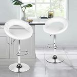 ALFORDSON Bar Stool 2X Swivel Ovadia Kitchen Barstools with 53.5-74.5cm Seat Height Adjustable Gas Lift Leather Counter Dining Chairs with Footrest & Floor Protector in White