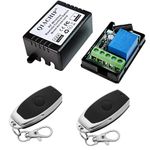 QIACHIP DC 12V Wireless 433mhz RF Relay Receiver Module Remote Control Switch with 2 Transmitter for Garage Door Controller,Light DIY Smart Home