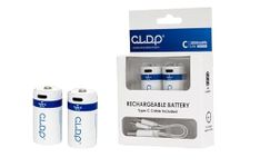 CLDP USB Rechargeable Size C Batteries // 1.5v // 3000mWh // High-Capacity // Fast Charge // 1600+ Cycles // ZnNi // Eco-friendly // Pack of 2 + Dual-C Charging Cable