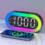 Kids Alarm Clock, Bedside Digital Clock with Colourful Night Light, USB Charging Port, Sound Machine, Dimmer, Small LED Clock for Bedroom, Gifts for Kids Boys Girls Teenagers Heavy Sleepers