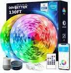 DAYBETTER 130ft Smart WiFi Led Lights, Led Strip Lights Work with Alexa and Google Assistant, App Voice Remote Control Music Sync Color Changing RGB Strip Lighting for Bedroom Room Decor, 65.6ft *2