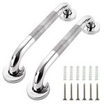 JMIATRY 2 Pack Grab Rails for Bathroom, 12 Inch Anti Slip Shower Handles for Seniors Disabled Elderly, Chrome Stainless Steel Safety Shower Handle Support Rail, Toilet Grab Handle