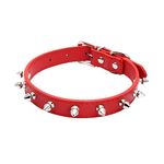 haoyueer Spiked Studded Leather Dog Collar Mushrooms Rivets Cat Collar for Small Medium Dog Cat Puppy Kitty (XS, Red)