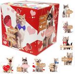 SietDESEO Valentines Cards Box for Kids Pet Valentines Day Cards for Kids Classroom Exchange School Dog Cat Valentines Mailbox with 35 Pet Cards and 5 Teacher Cards