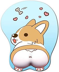 Moptmos 3D Mouse Pad Ergonomic Mouse Pad with Gel Wrist Rest Support Anime Corgi Dog Mouse Pad for Computer, Laptop, Home & Office (Blue)