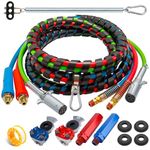 KOOTANS Semi Truck Air Lines Kit 15FT 3 in 1 ABS Power Air Line with Glad Hands Tender Spring Kit and Gladhand Extension Handles 7 Way Electrical Cable for Semi Truck Trailer Tractor